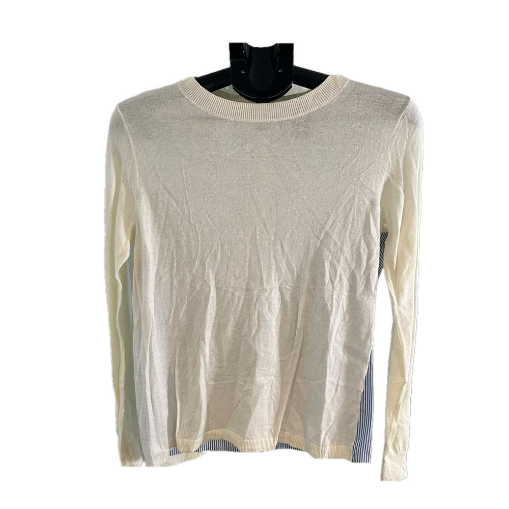 THE LIMITED WHITE AND BLUE STRIPED OPEN BACK SWEATER